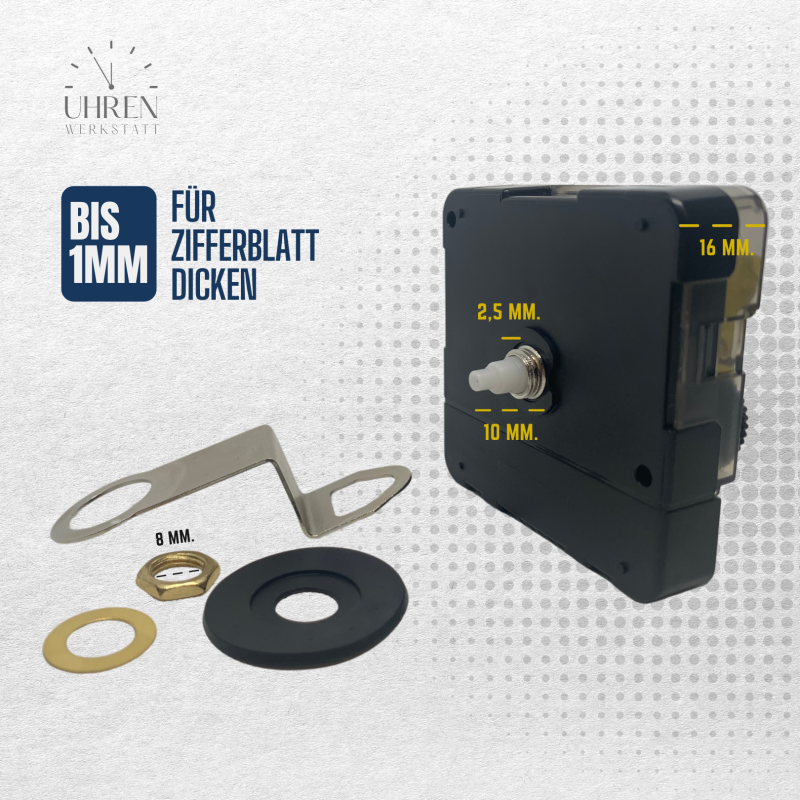 Lautloses Quarzuhrwerk 10 mm