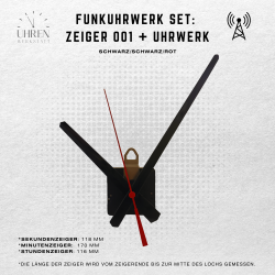 DCF Funkuhrwerk mit leisem, schleichendem Lauf + Zeigersatz