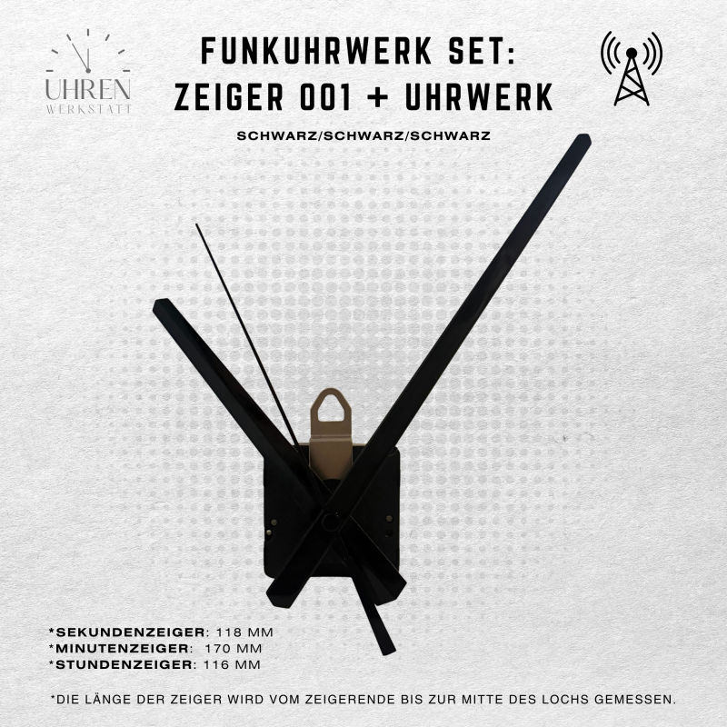 DCF Funkuhrwerk mit leisem, schleichendem Lauf + Zeigersatz