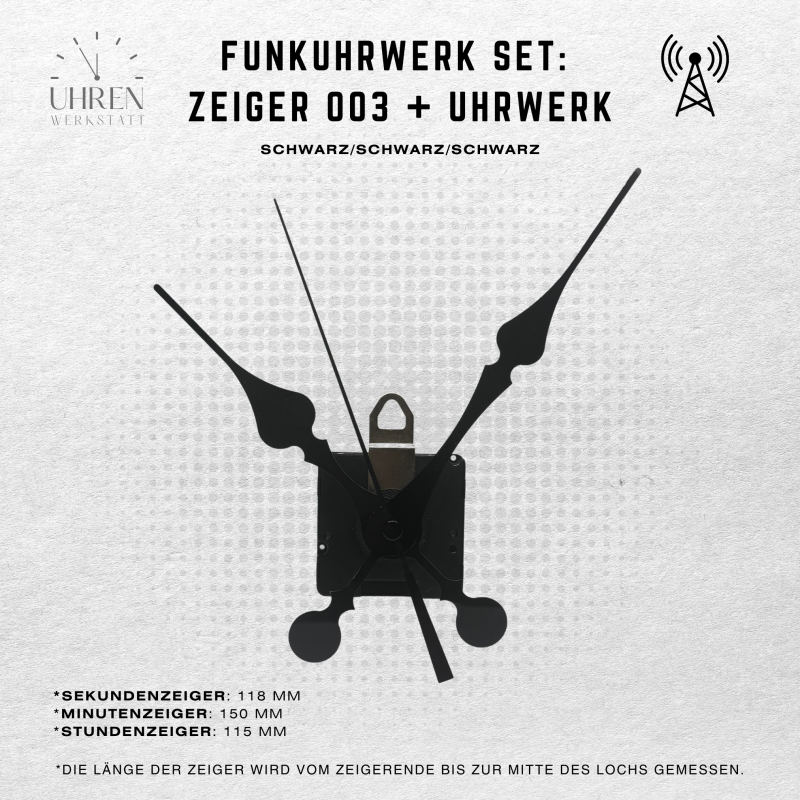 DCF Funkuhrwerk mit leisem, schleichendem Lauf + Zeigersatz