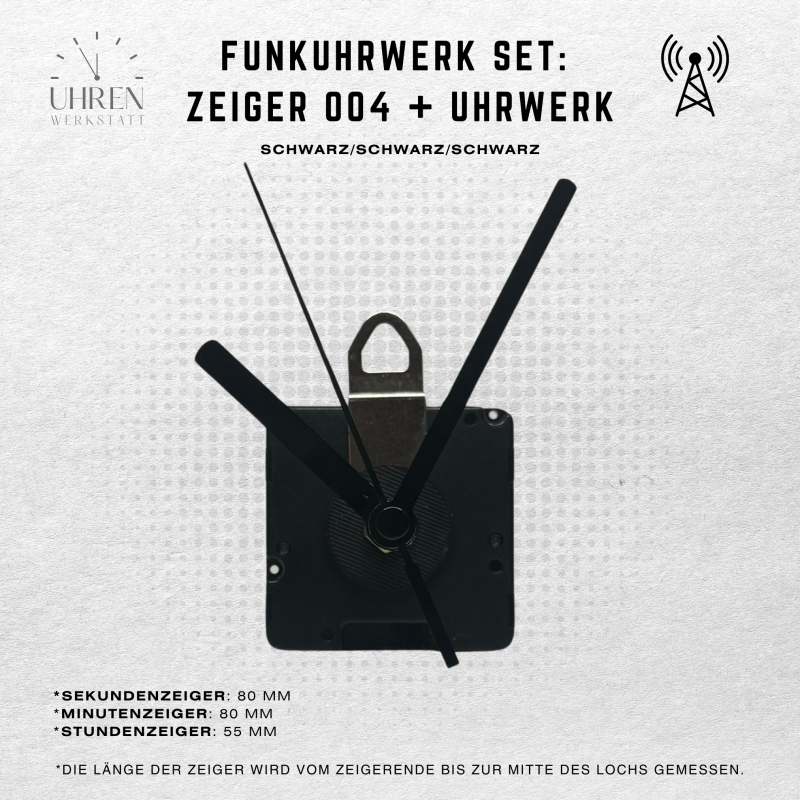 DCF Funkuhrwerk mit leisem, schleichendem Lauf + Zeigersatz