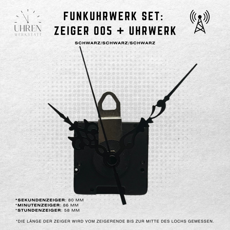 DCF Funkuhrwerk mit leisem, schleichendem Lauf + Zeigersatz