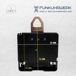 Lautloses DCF-Funkuhrwerk 21,5 mm
